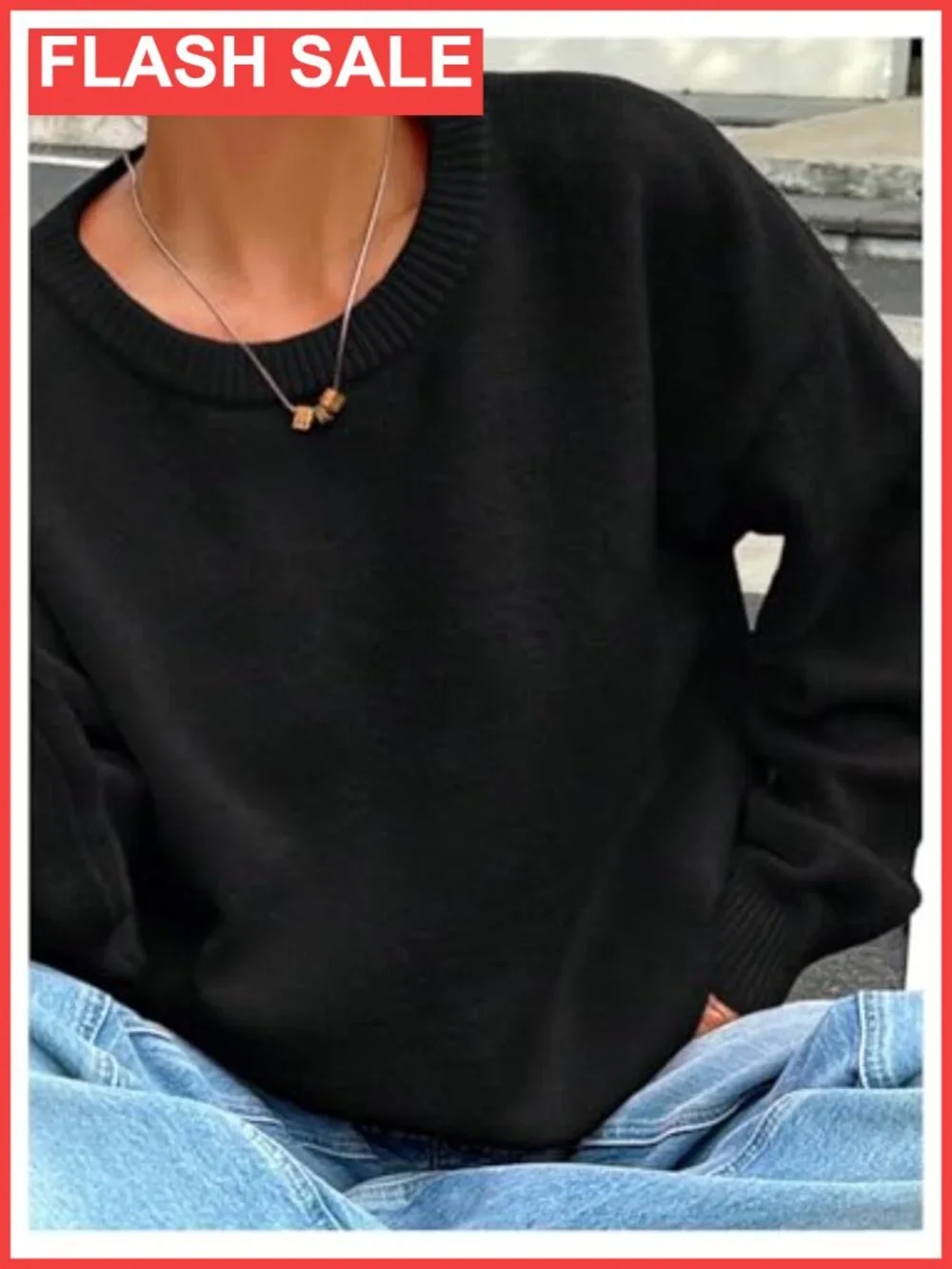 Oversized Long Sleeve Crewneck Knit Pullover Sweater